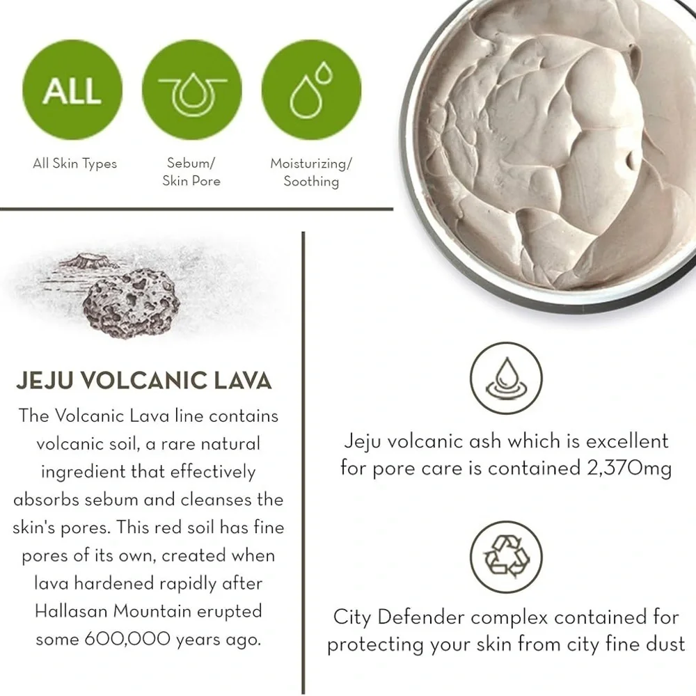 NEW The Face Shop Jeju Volcanic Lava zero Pore Mud Pack blackheads acne natural